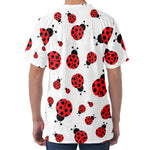 Red Ladybug Pattern Print Men's Velvet T-Shirt
