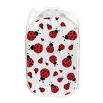 Red Ladybug Pattern Print Mesh Laundry Hamper