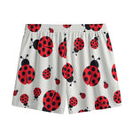 Red Ladybug Pattern Print Mesh Shorts