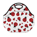 Red Ladybug Pattern Print Neoprene Lunch Bag