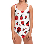 Red Ladybug Pattern Print One Piece Swimsuit