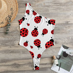 Red Ladybug Pattern Print One Shoulder Bodysuit