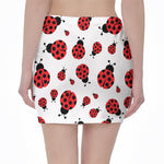 Red Ladybug Pattern Print Pencil Mini Skirt