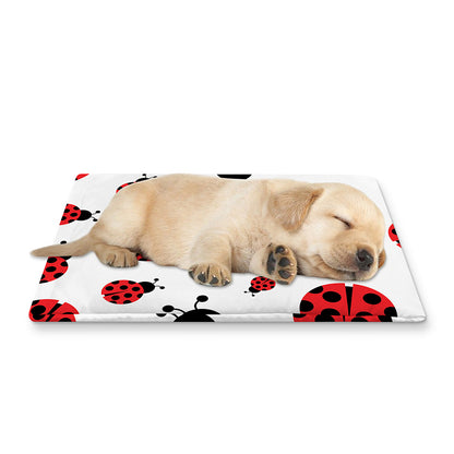 Red Ladybug Pattern Print Pet Cooling Mat Cover