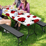 Red Ladybug Pattern Print Picnic Table Cover