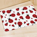 Red Ladybug Pattern Print Polyester Doormat