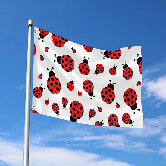 Red Ladybug Pattern Print Polyester Flag