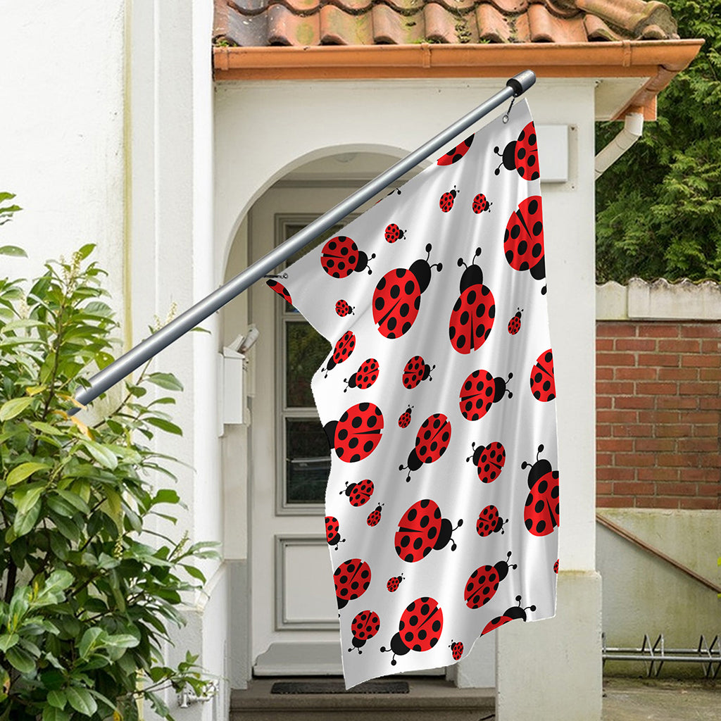 Red Ladybug Pattern Print Polyester Flag