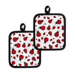 Red Ladybug Pattern Print Pot Holders