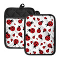 Red Ladybug Pattern Print Pot Holders With Pocket