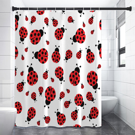 Red Ladybug Pattern Print Premium Shower Curtain