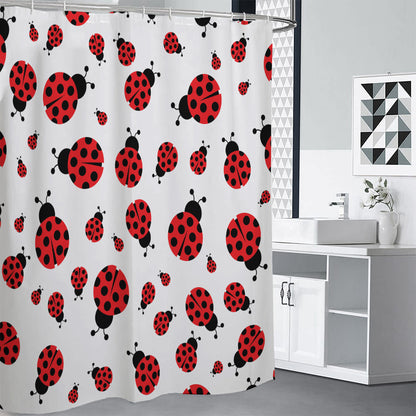 Red Ladybug Pattern Print Premium Shower Curtain