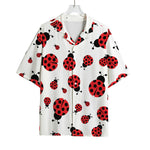 Red Ladybug Pattern Print Rayon Hawaiian Shirt