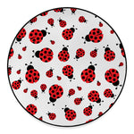 Red Ladybug Pattern Print Round Floor Mat
