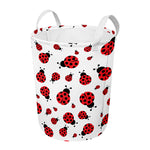 Red Ladybug Pattern Print Round Laundry Basket