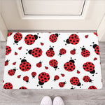 Red Ladybug Pattern Print Rubber Doormat
