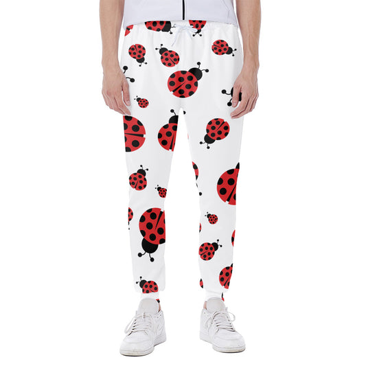 Red Ladybug Pattern Print Scuba Joggers