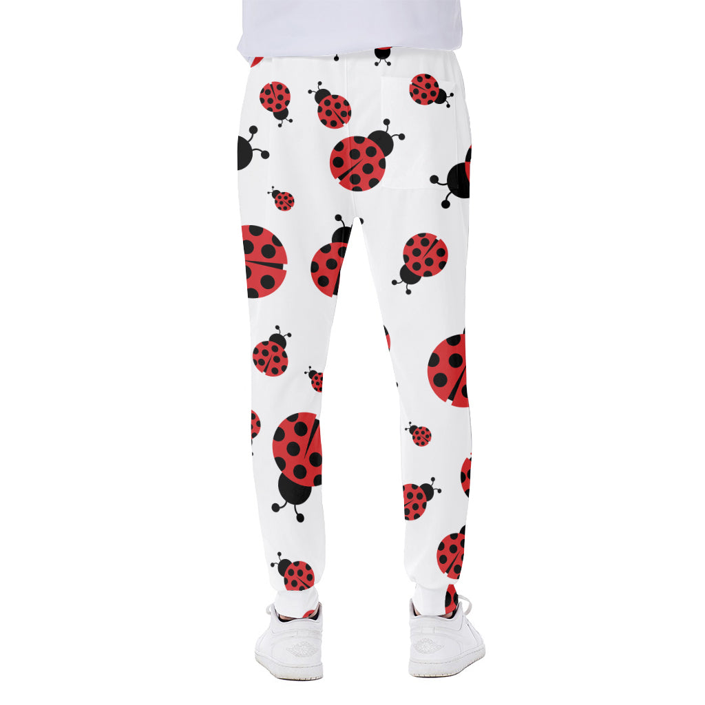 Red Ladybug Pattern Print Scuba Joggers