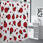 Red Ladybug Pattern Print Shower Curtain