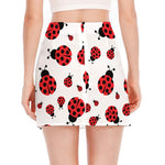Red Ladybug Pattern Print Side Slit Mini Skirt