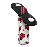 Red Ladybug Pattern Print Single Neoprene Wine Tote