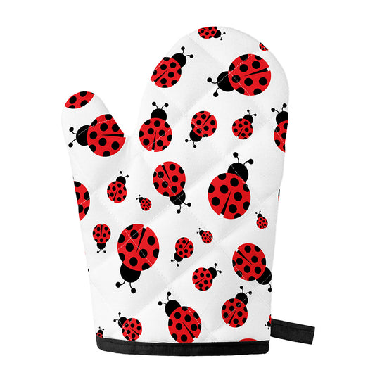 Red Ladybug Pattern Print Single Oven Mitt