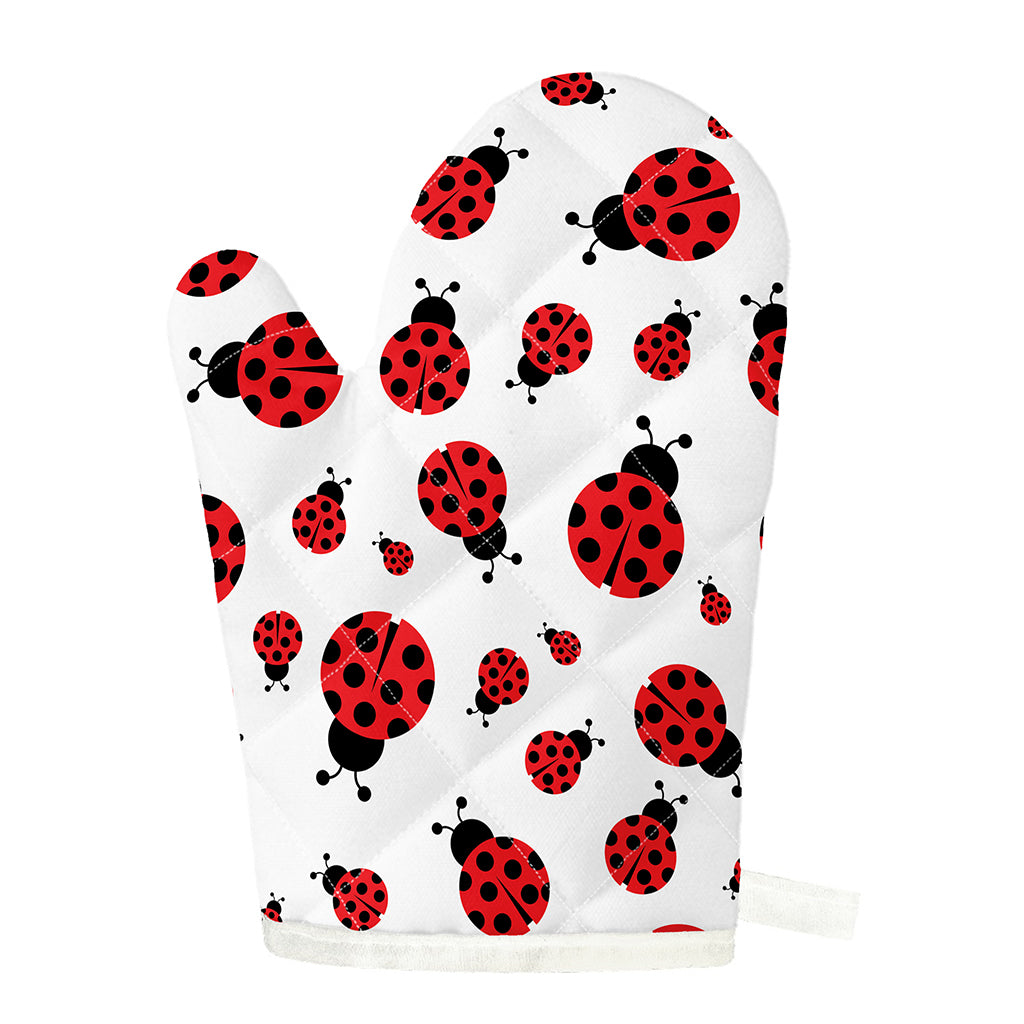 Red Ladybug Pattern Print Single Oven Mitt