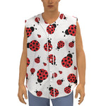 Red Ladybug Pattern Print Sleeveless Baseball Jersey