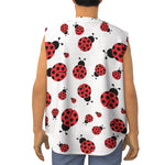 Red Ladybug Pattern Print Sleeveless Baseball Jersey