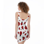 Red Ladybug Pattern Print Sleeveless Bodycon Dress