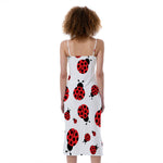 Red Ladybug Pattern Print Slim Fit Midi Cami Dress