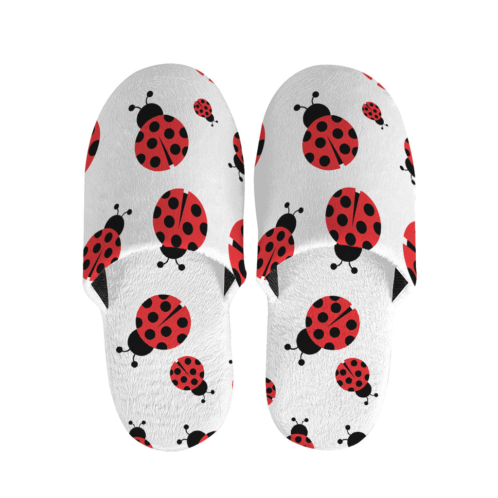 Red Ladybug Pattern Print Slippers