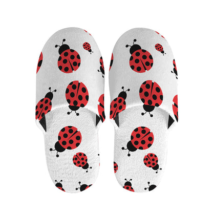 Red Ladybug Pattern Print Slippers
