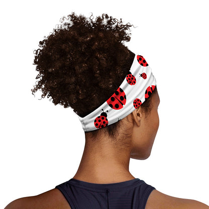 Red Ladybug Pattern Print Sports Headband