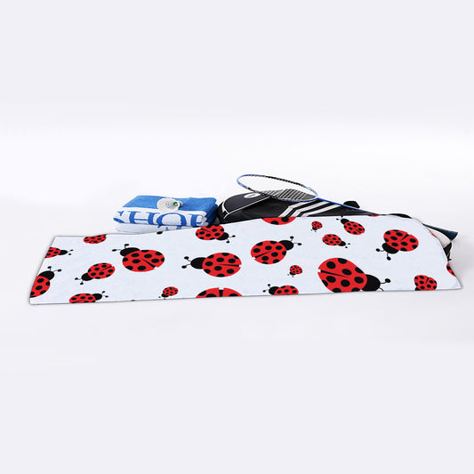 Red Ladybug Pattern Print Sports Towel