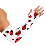 Red Ladybug Pattern Print Sun Protection Arm Sleeves