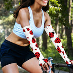 Red Ladybug Pattern Print Sun Protection Arm Sleeves