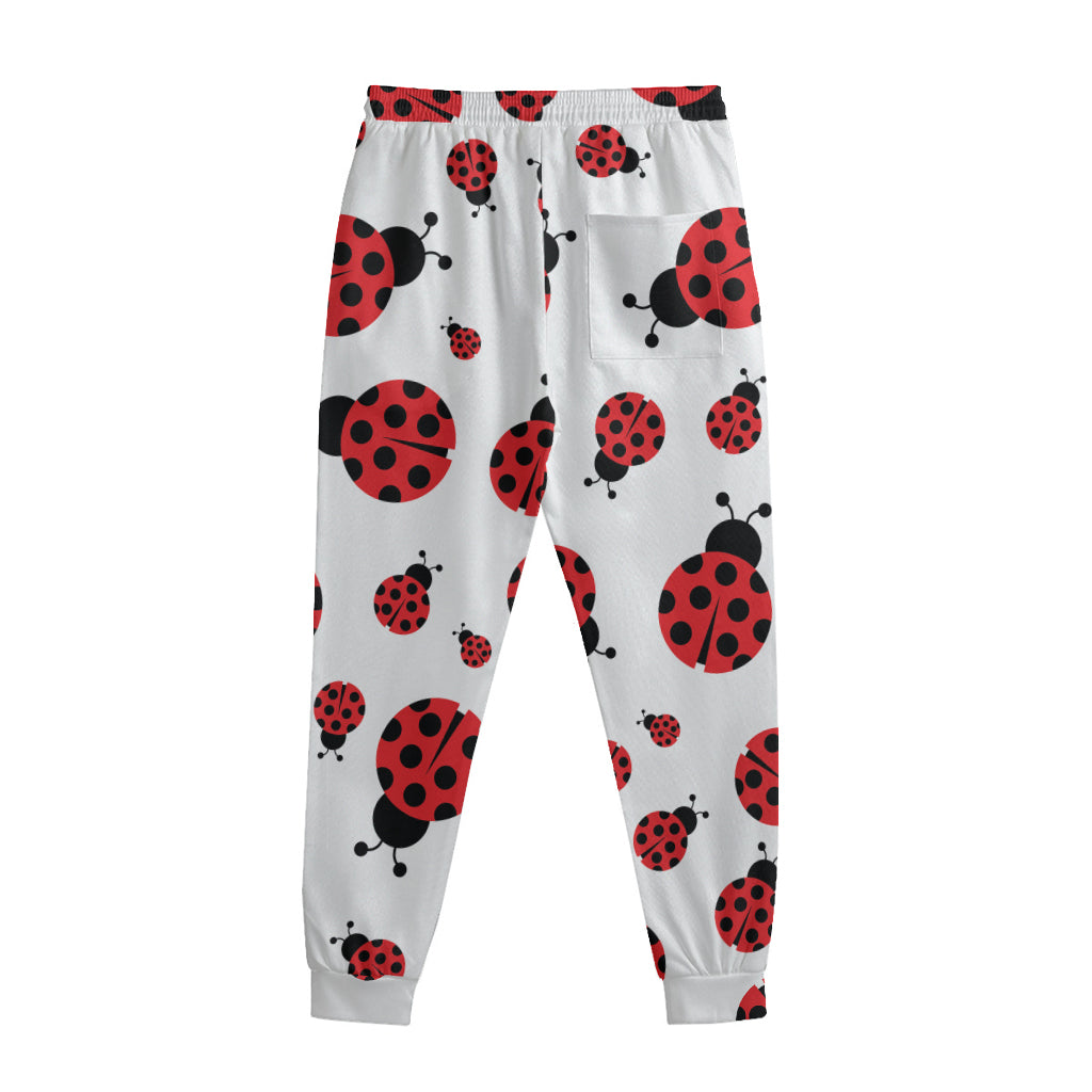 Red Ladybug Pattern Print Sweatpants