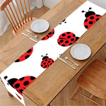 Red Ladybug Pattern Print Table Runner