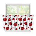 Red Ladybug Pattern Print Tier Curtains