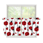 Red Ladybug Pattern Print Tier Curtains