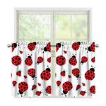 Red Ladybug Pattern Print Tier Curtains