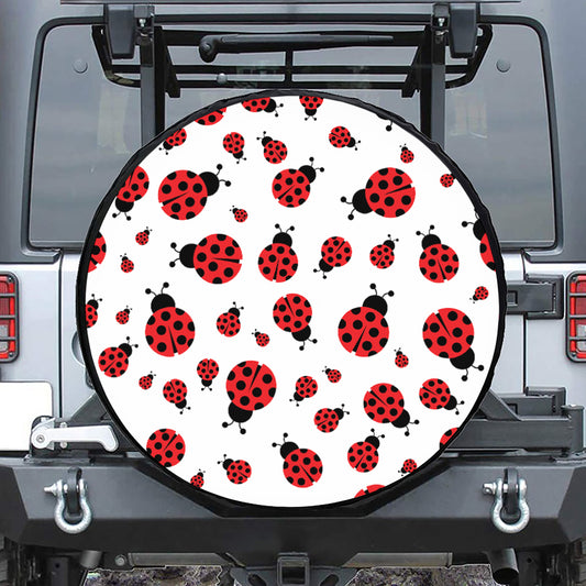 Red Ladybug Pattern Print Tire Cover