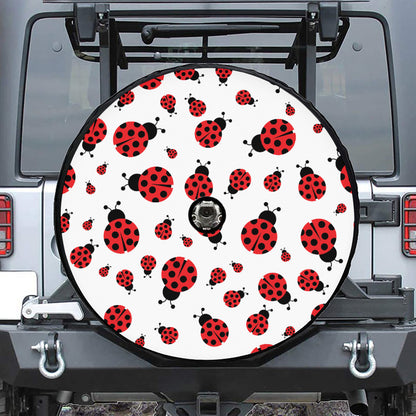 Red Ladybug Pattern Print Tire Cover With Camera Hole