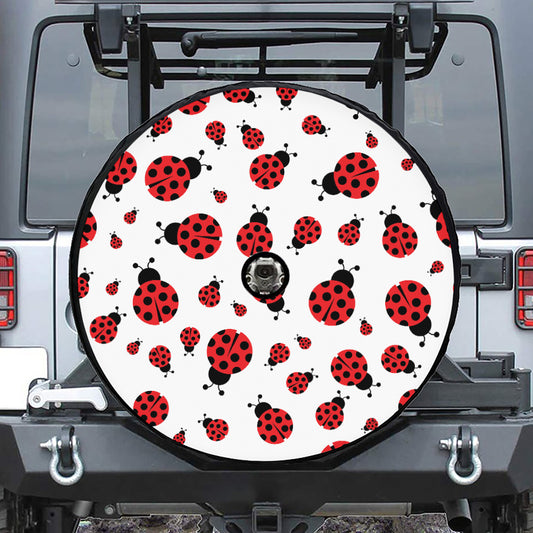 Red Ladybug Pattern Print Tire Cover With Camera Hole
