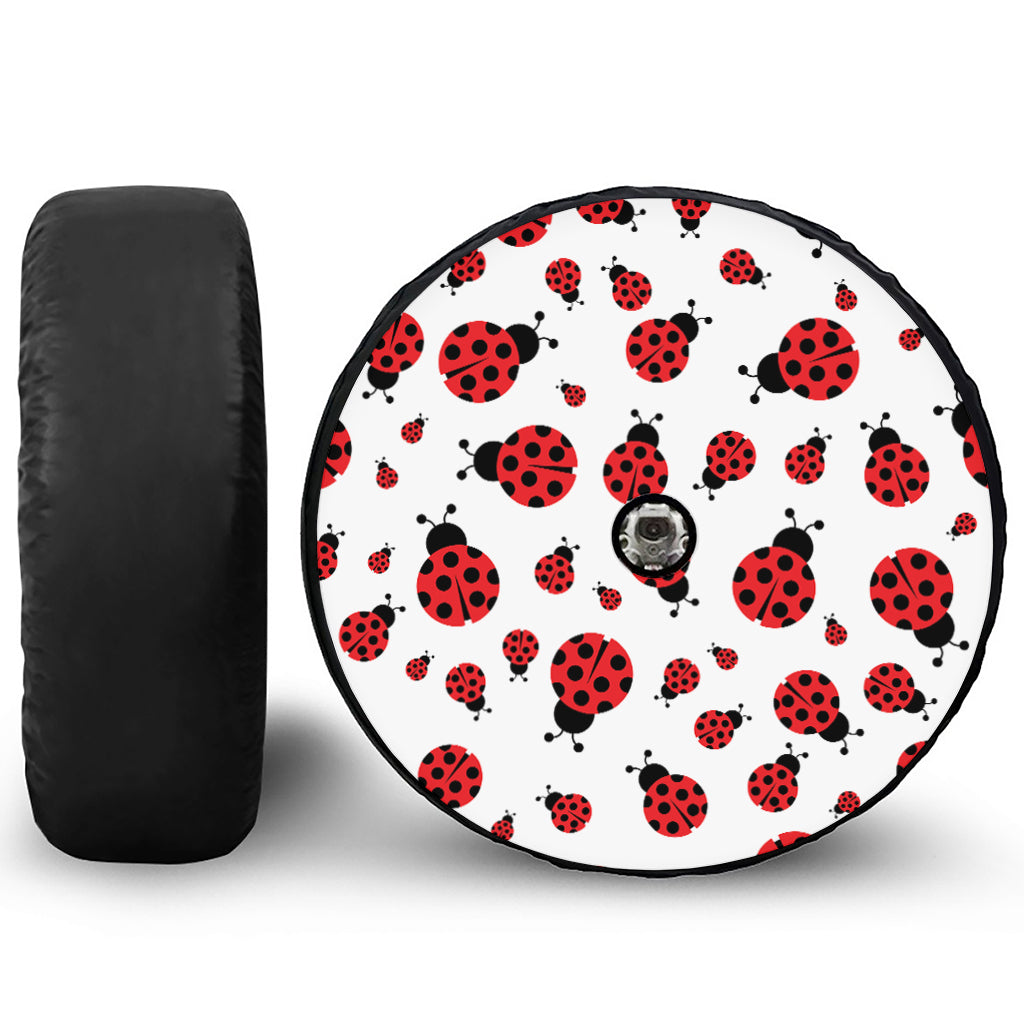 Red Ladybug Pattern Print Tire Cover With Camera Hole