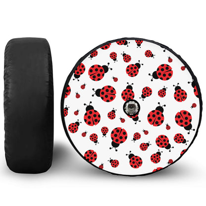 Red Ladybug Pattern Print Tire Cover With Camera Hole