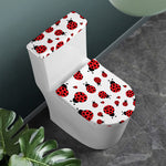 Red Ladybug Pattern Print Toilet Lid And Tank Cover Set