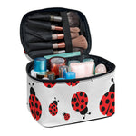 Red Ladybug Pattern Print Travel Makeup Bag