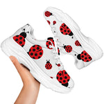 Red Ladybug Pattern Print White Chunky Shoes
